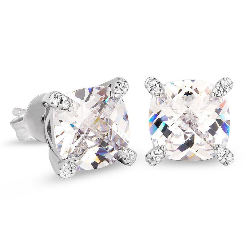 Orecchini Hip-Hop in zircone per uomo 8mm Turtle Face Fat Square Color Diamond Orecchini gioielli_voghion.com