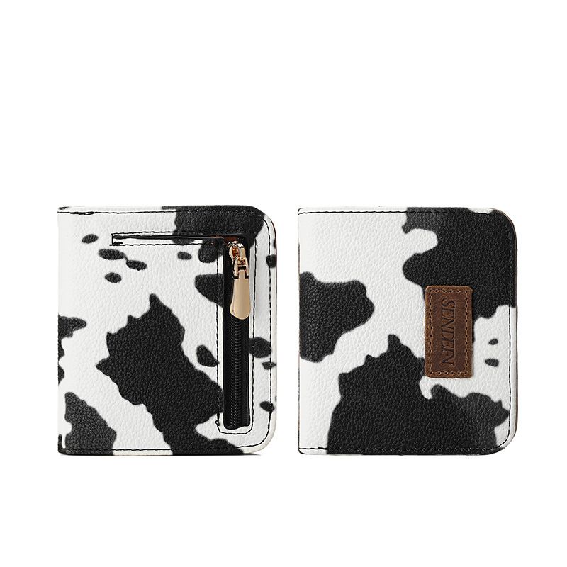 Cow Print Leopard Print Wallet Fashion Personality Pu Small Money Clip Leather Coin Wallet_voghion.com