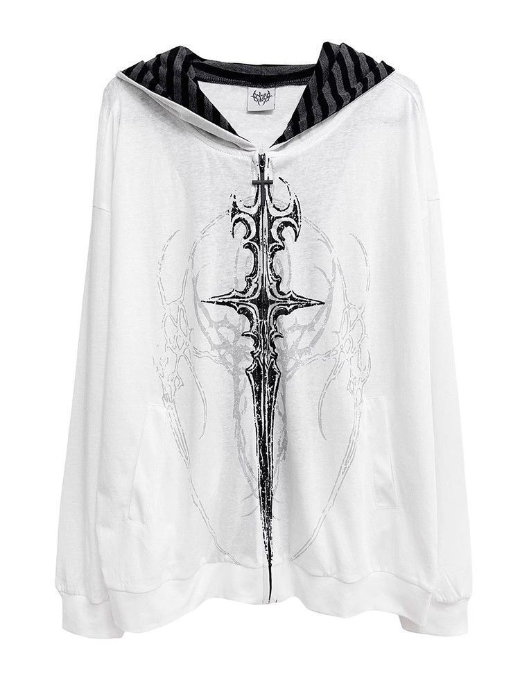 Y2K Unisex Hooded Zip-Up Sweatshirt – Japanese Streetwear Thin Layering Top For Dark Academia & Cyberpunk Aesthetic_voghion.com