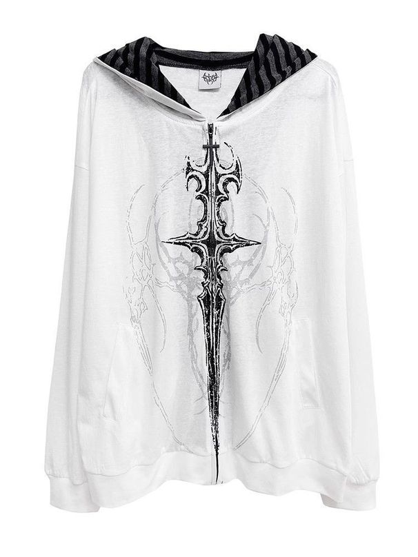 Y2K Unisex Hooded Zip-Up Sweatshirt – Japanese Streetwear Thin Layering Top For Dark Academia & Cyberpunk Aesthetic_voghion.com