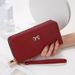 Wallet Card Cases Ladies Wallet New Bow Double Pull Wallet Fashion Mobile Phone Bag Simple Girlish Style_voghion.com