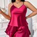 New Plus Size Women's Homewear Set Casual Robe Simple Ice Silk Pajamas Thin Camisole_voghion.com