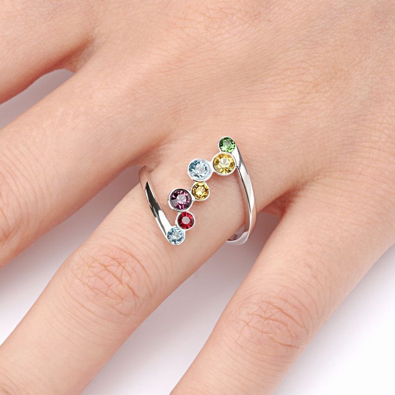 Creative S Versilberter bunter kreisförmiger Ringschmuck_voghion.com