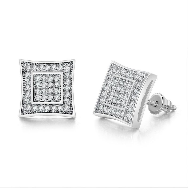 Orecchini Hip Hop con zirconi quadrati micro pavé placcati in oro colorato per uomo e donna_voghion.com