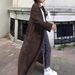 Cappotto lungo da donna autunno inverno elegante marrone con cintura in vita_voghion.com