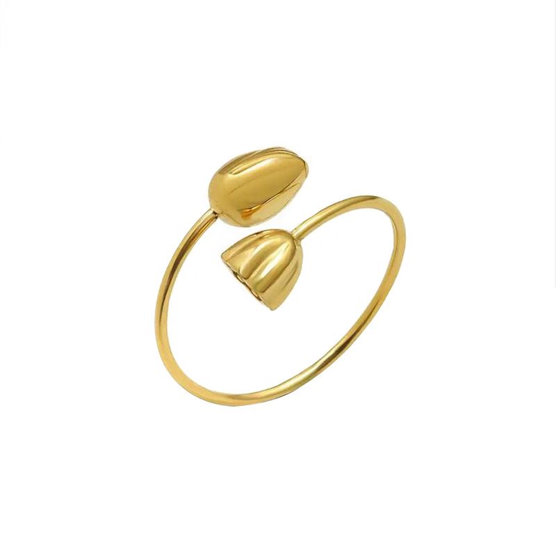 Bague en or pur pour femmes, bague à index ouvert avec couronne de lotus, à la mode et minimaliste, nouveau modèle 2024_voghion.com