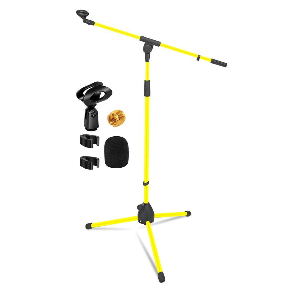 5 Core Tripod Mic Stand Floor Adjustable 18 To 72 Inches Sturdy Boom Arm Holder Microphone Stands Pedestal Para Microfono For Singing MS 080 YLW_voghion.com