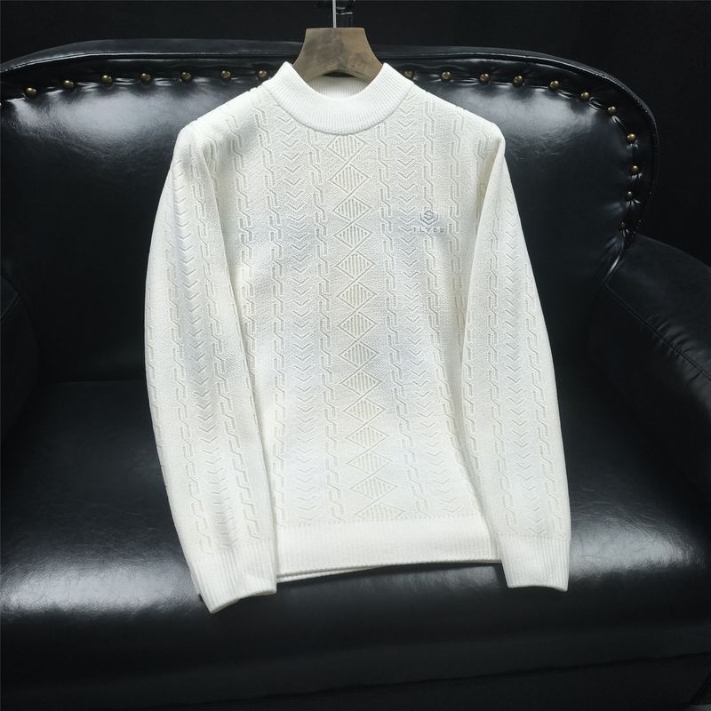 ​​Herren Grobstrickpullover - Winter Zopfmusterpullover mit Rundhalsausschnitt, Langarm, Oversized-Passform, Weiß & Beige (Größen M-3XL)​​_voghion.com
