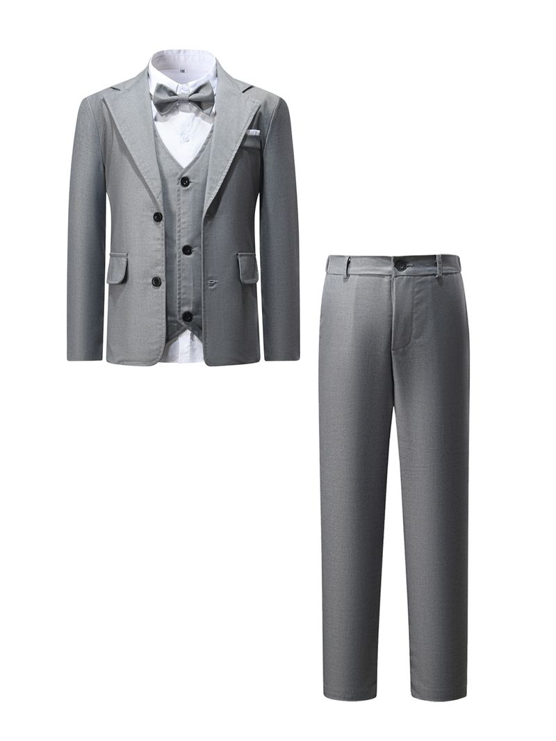 Jungen Anzug Herbst Langarm Hemd Anzug Weste Hose Gentleman Kleid Vierteiliges Set_voghion.com