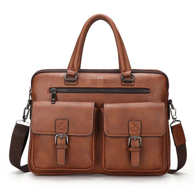 2020 New Men's Large Capacity Business Bag Zipper PU Soft Surface Single Shoulder Crossbody Handbag_voghion.com