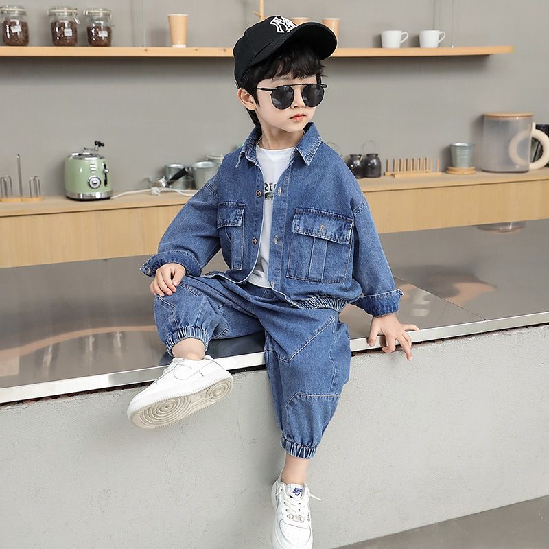 Mother & Kids Boys Denim Suit Children's Clothing Small And Medium Children Handsome Boys Baby Casual Two Piece Clothes_voghion.com