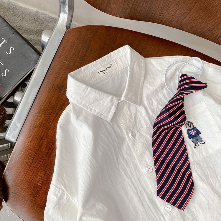Stile college per bambini 2023 Primavera Nuovi ragazzi e ragazze Elegante pullover elastico a righe abito cravatta accessori_voghion.com