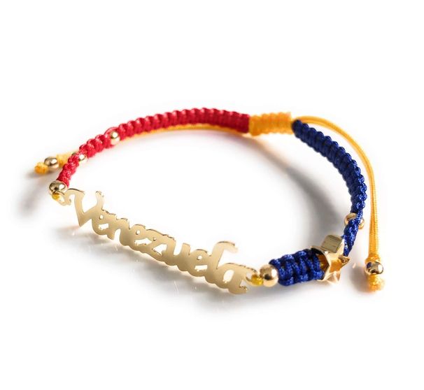 Hand-woven Hand Rope Heart-shaped Letters Flag Color Scheme Gift Bracelet Venezuelan Flag Color Woven Bracelet_voghion.com