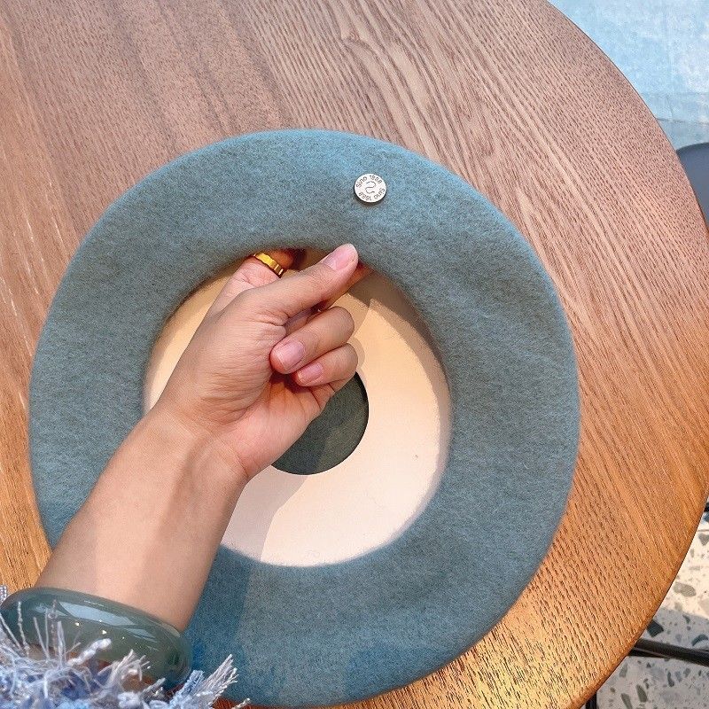 Wool Beret Women's Autumn and Winter Versatile Bud Hat Showing Face Small Retro Painter Hat_voghion.com
