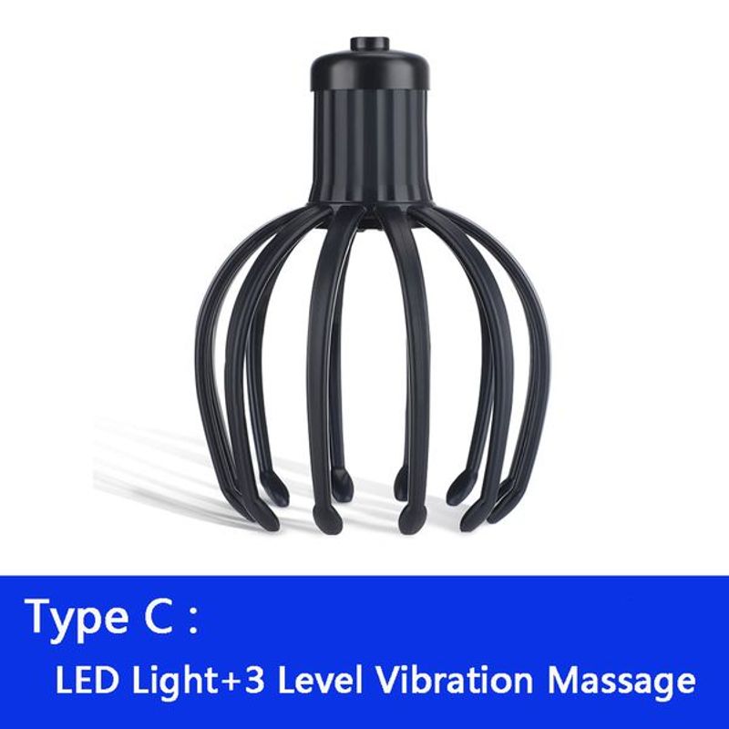 Kopfmassagegerät Octopus, elektrisches Kopfmassagegerät, 3 Modi, Vibrationsmassage, Kopfhaut, lindert Kopfermüdung, Antistress, Haarwachstum_voghion.com