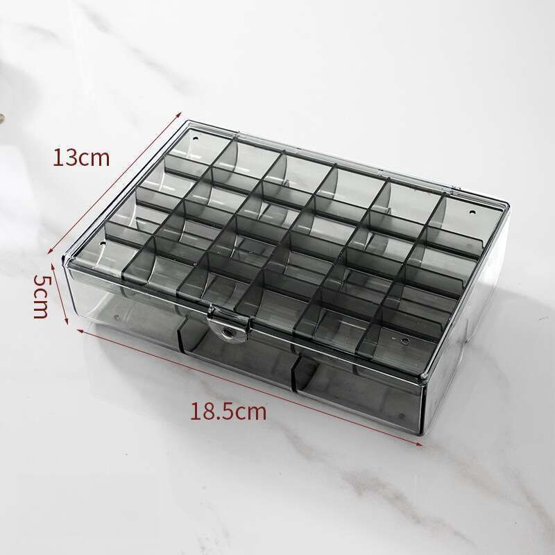 Multi Grid Internet Famous Earrings, Necklaces, Bracelets, Transparent Jewelry Box, Desktop Dust-proof Nail Drill Box_voghion.com