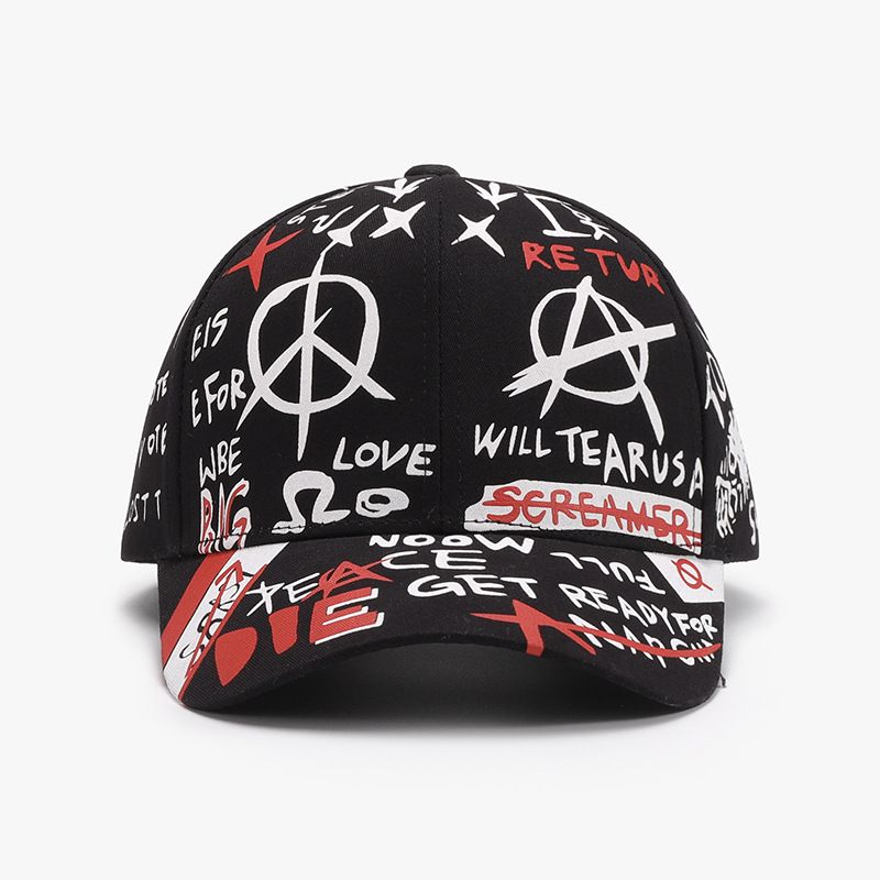 Hard Top Letter Graffiti Fashion Personalized Baseball Cap Women's Outdoor Versatile Breathable Men's Cap_voghion.com