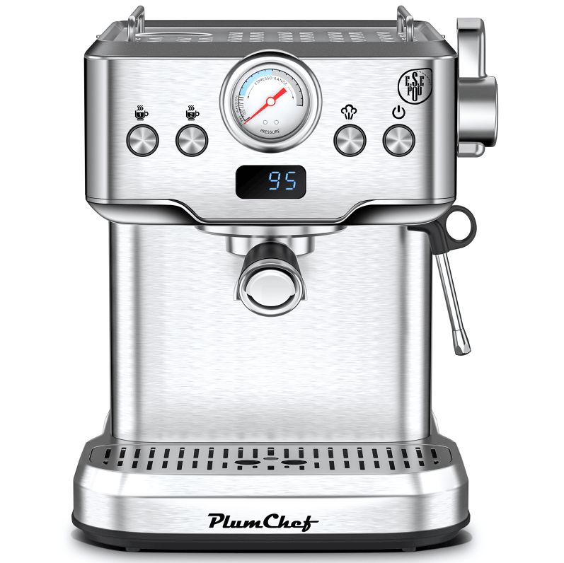 W1002P292436 1350W Semi-automatic Coffee Machine 20Bar Professional Concentrated Coffee Maker With Milk Foamer, Single Shot And Double Shot, Compatible With ESE POD 1.5L Water Tank, Capsule Filter_voghion.com