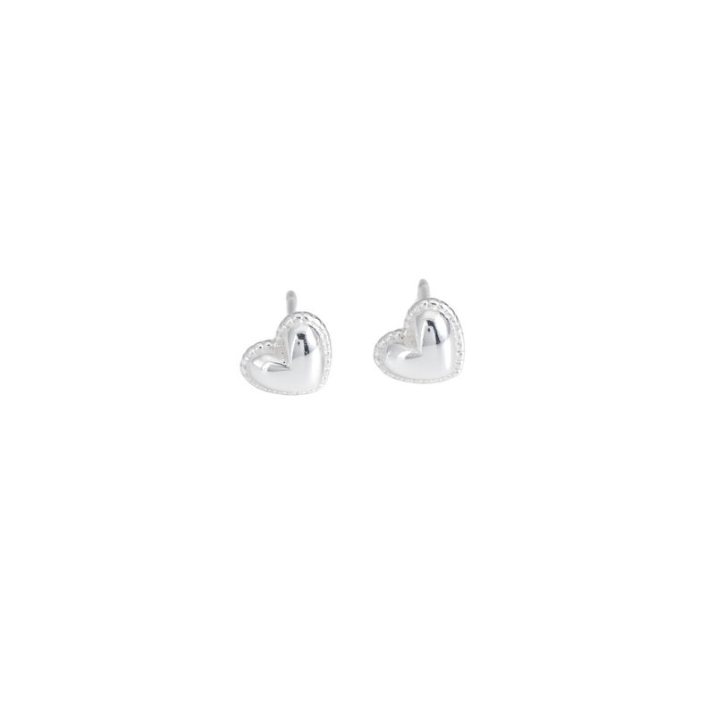 Tiqi Pure Sier Sweet Compact Heart-shaped With Feminine Temperament, Simple Niche Peach Heart Ear Hole E, And_voghion.com