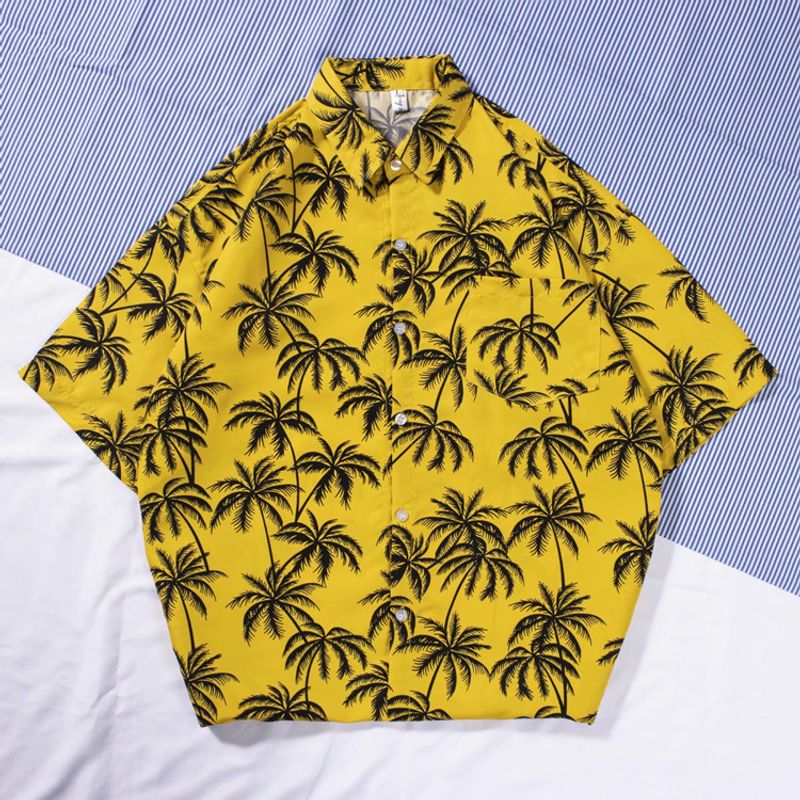 Chemise à manches courtes pour homme, vêtement d'été décontracté, imprimé floral, coupe fine, pour la plage, ample, été_voghion.com