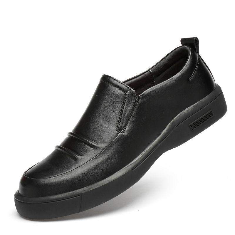 Elegante Herren-Lederschuhe mit Obermaterial und Faltenwurf, runde Schnürschuhe, Gummisohle_voghion.com