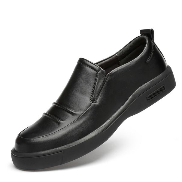 Elegante Herren-Lederschuhe mit Obermaterial und Faltenwurf, runde Schnürschuhe, Gummisohle_voghion.com