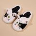 Voyage Voyage New Autumn Winter Three-Dimensional Black And White Towel Embroidered Cotton Shoes Cute Cat Unisex Warm Slippers_voghion.com