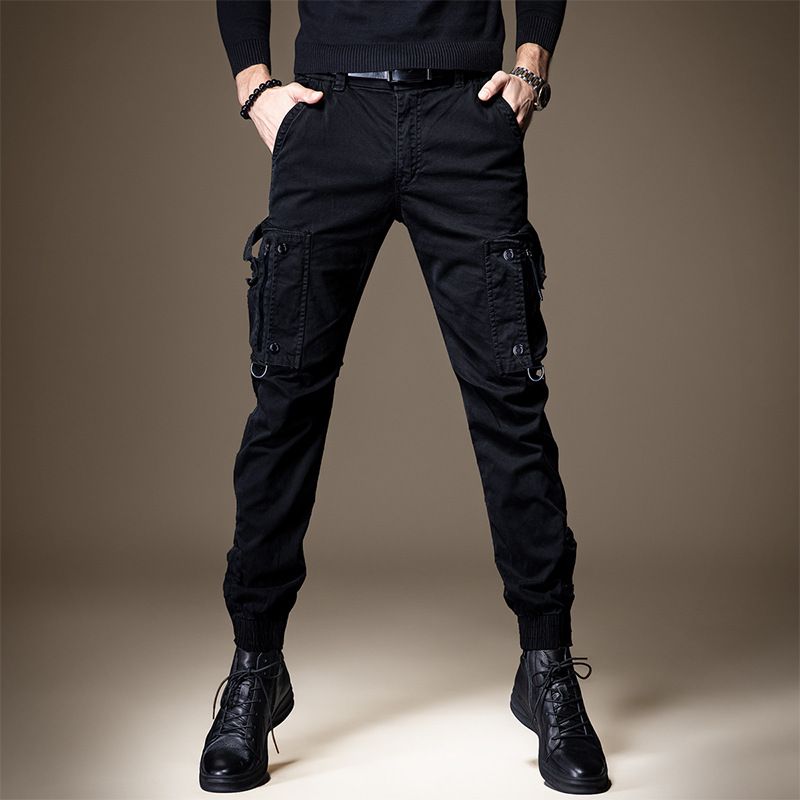 Unisex Utility Cargobroek – Slanke, rechte werkbroek met knoopsluiting (lichtgewicht, waterafstotend, meerdere zakken)_voghion.com