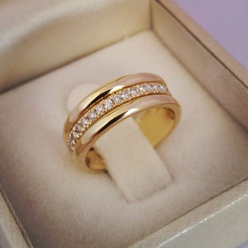 Cao Shifeng einfacher Goldring-Kopfschmuck, verkupferter, modischer Ring_voghion.com