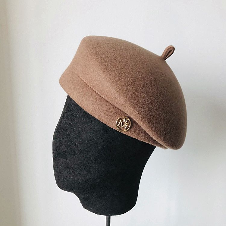 Klassische Damen-Baskenmütze, ausgefallener Wollfilz, wärmer, Wintermütze, Weiß, Schwarz, Damen-Fedora-Fascinator, Pillbox-Hut, formell_voghion.com
