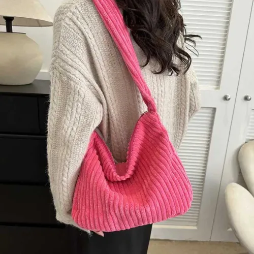 Designerväska Enkel design i manchester med axelrem i enfärgad plånbok och handväska för kvinnor, avslappnad axelväska_voghion.com