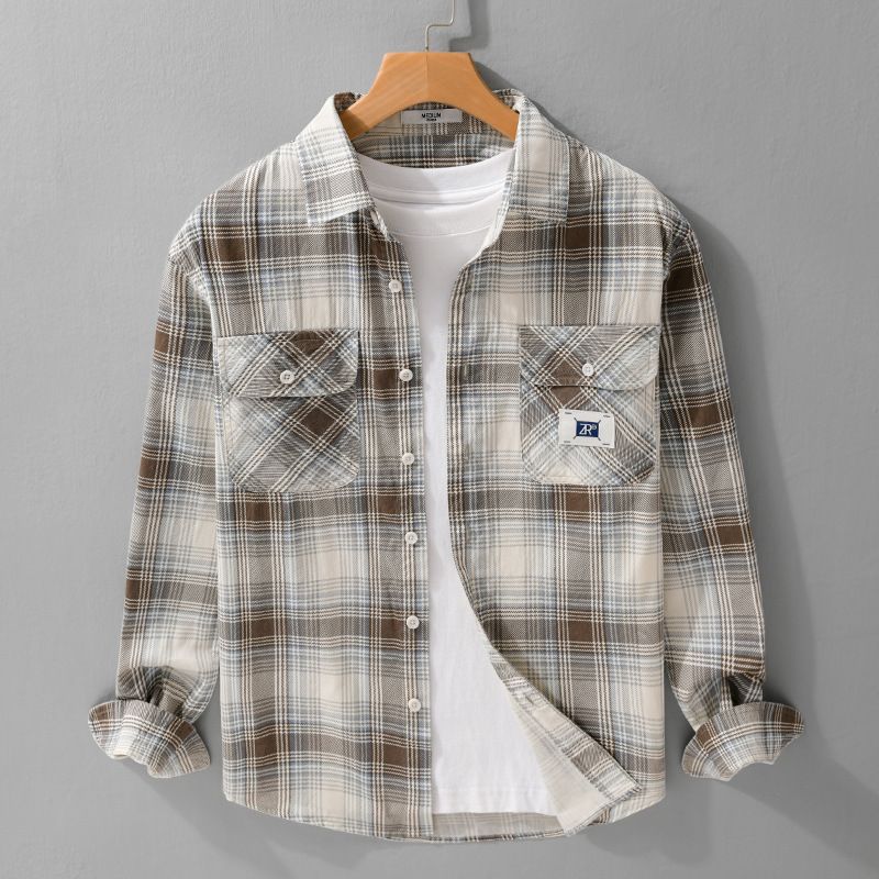 Frühlings-Herrenhemd mit einfachen langen Ärmeln, locker, bequem, frisch und lässig_voghion.com