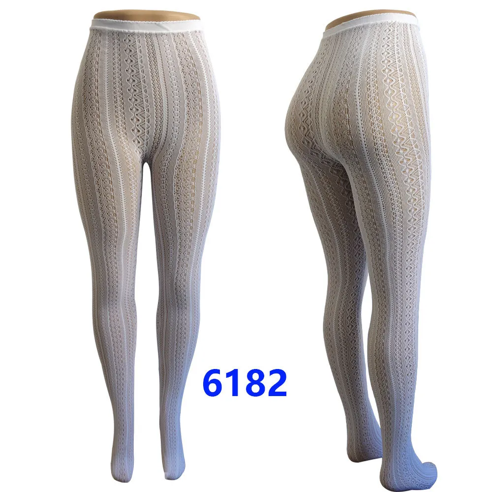Modne koronkowe rajstopy Śliczne białe oddychające rajstopy żakardowe dla dorosłych_voghion.com