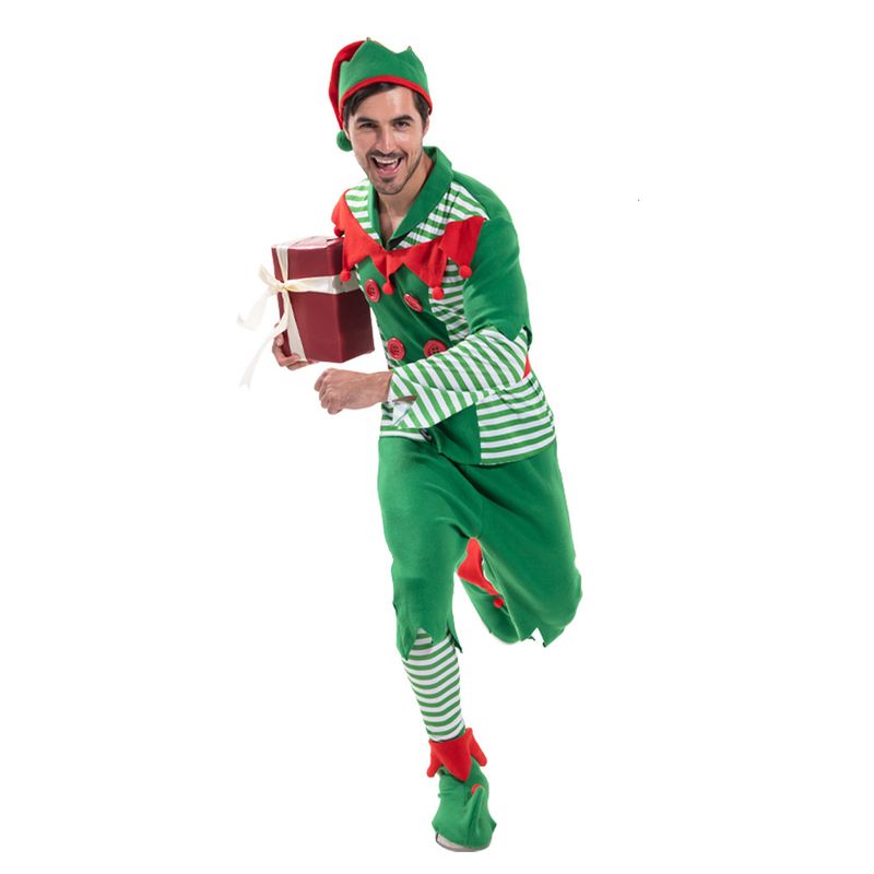 2024 neue Kleidung große gestreifte Weihnachtself Herrenanzug Party Karneval Kostüm_voghion.com