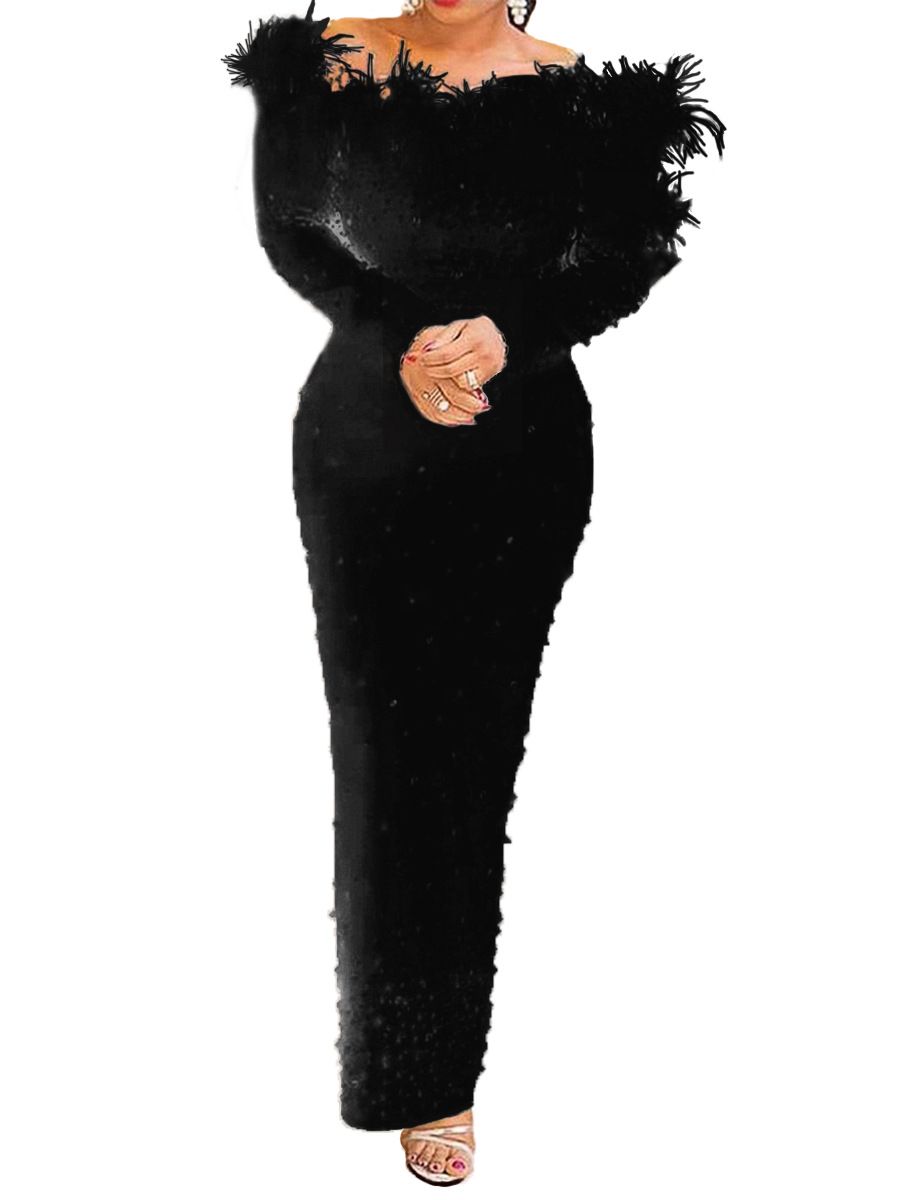 Női ruházat Őszi-téli női ruha gyöngyös csípő szexi ruha új_voghion.com