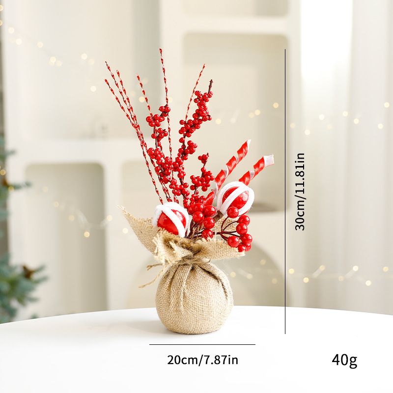 Mini Christmas Tree Decor Set - 12" Faux Pine With LED Lights & Assorted Ornaments For Home, Office Holiday Decor (Red/White Theme)_voghion.com