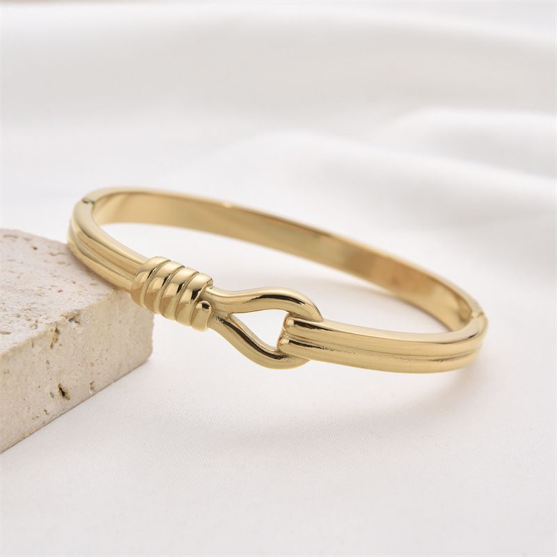 Bracciale semplice in acciaio al titanio cavo, leggero, di lusso, placcato in oro, liscio, alla moda, in acciaio inossidabile_voghion.com