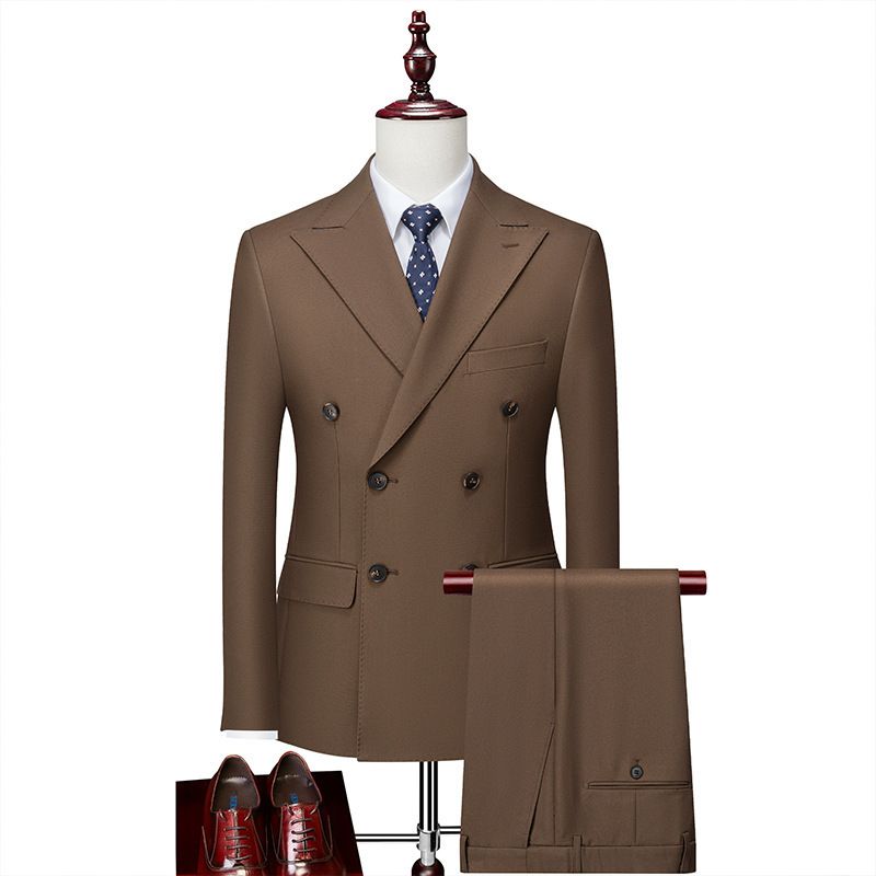 Costumes pour hommes à revers pointus, costumes décontractés deux pièces à double boutonnage_voghion.com