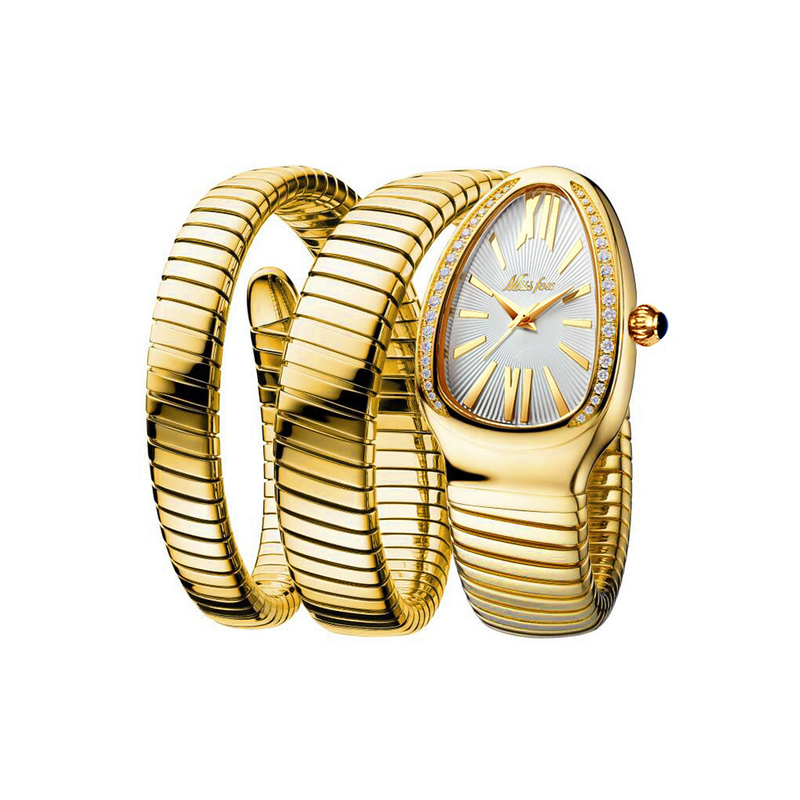 MISSFOX Live Premium Moud Ins personaliséiert Schlange Wrapped Three Loop Bracelet Watch_voghion.com