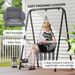 Hammock Swing Chair, Macrame Hanging Chair With Large Cushion, Chain, Steel Frame For Indoor Outdoor Use, Dark Gray_voghion.com