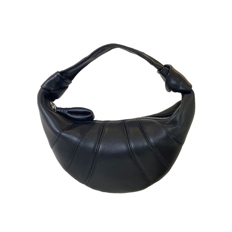 Borsa a mano piccola in pelle di pecora con croissant, in vera pelle, da donna, di alta qualità, da ascella, Guangzhou Dumpling Bag_voghion.com