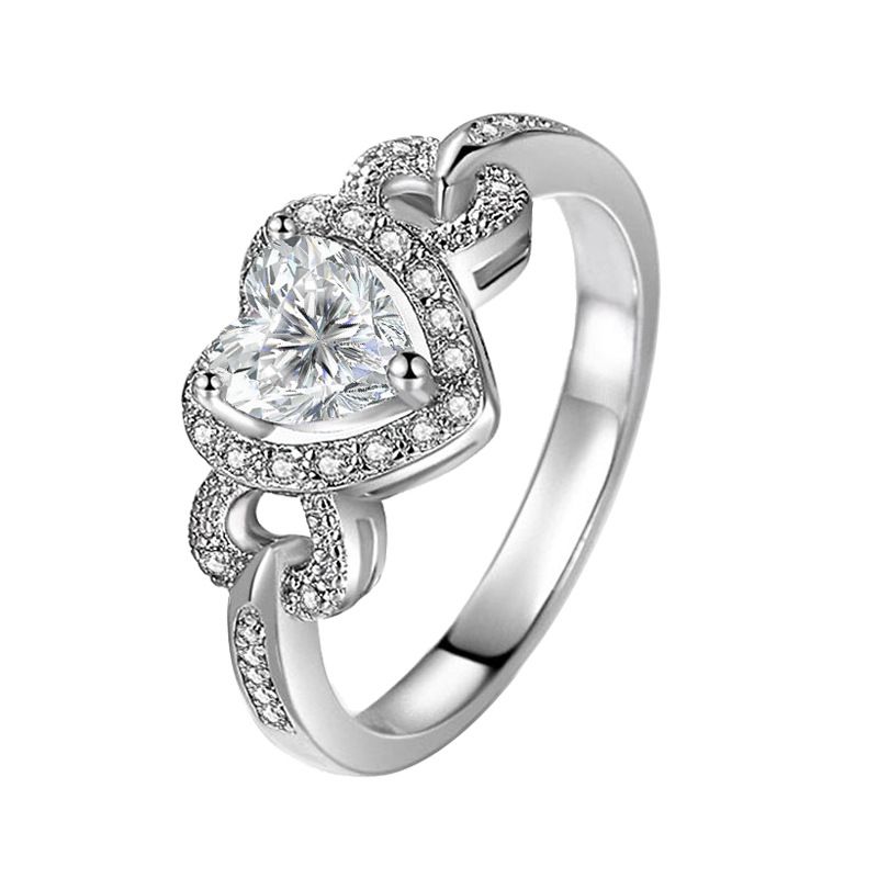Anillo elegante de compromiso con nudo de boda, bañado en plata, con corte de corazón brillante, zafiro azul creado, amatista y circonita cúbica rellena, para mujer y mamá._voghion.com