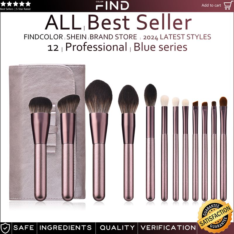 Set di pennelli per trucco viola di alta qualità da 12 pezzi + borsa per pennelli per trucco Grandi vendite dirette in fabbrica FINDCOLOR_voghion.com