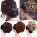 Leeons Synthetic Brown Blonde Curly Chignon Messy Bun Comb Clip In Hair Extension Updos Hairpieces For Women_voghion.com