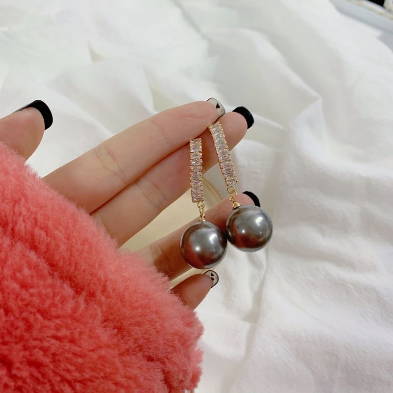 Sterling Sier VENUS Gray Zircon Crystal Dangle Earrings  Women Jewelry Fashion New Collection Gift_voghion.com