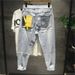 Men's Clothing Street Washed Distressed Ripped Jeans For Men Spring And Autumn Straight High Street Vibe Style Handsome Long Pants_voghion.com