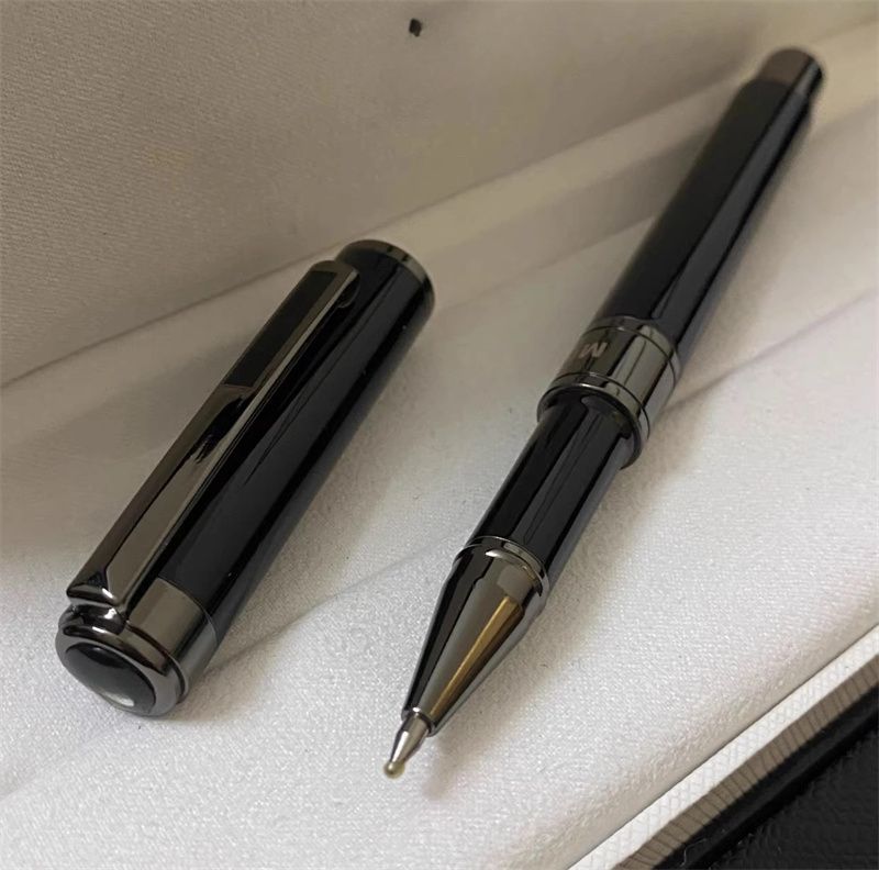 Caneta esferográfica de metal azul escuro série 163 de luxo, grande, caneta rollerball, caneta tinteiro, papelaria, material escolar de escritório com escrita de alta qualidade_voghion.com