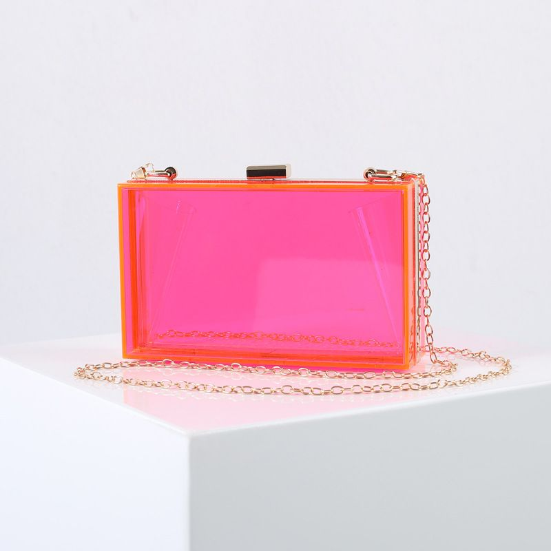 Borsa per la cena in acrilico trasparente con scatola quadrata piccola estiva di colore caramella_voghion.com