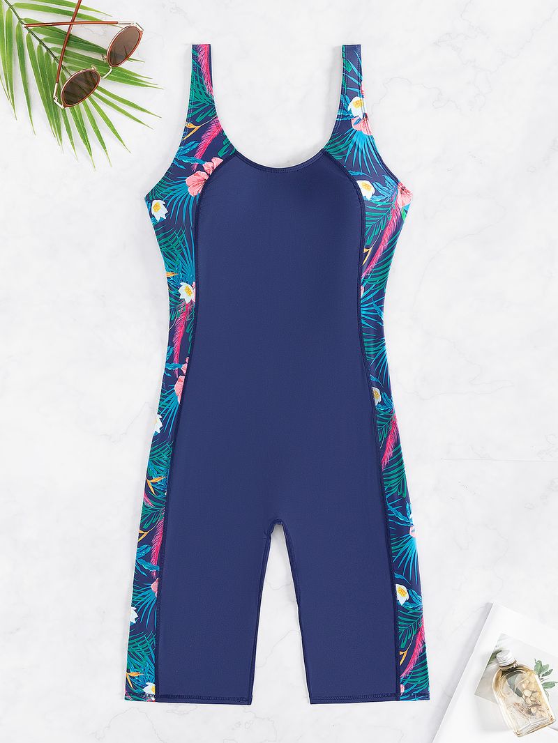 Damenbekleidung Neuer einteiliger Badeanzug für Damen, rückenfrei, sportlich, ärmellos, bedruckt, Surf-Badeanzug_voghion.com
