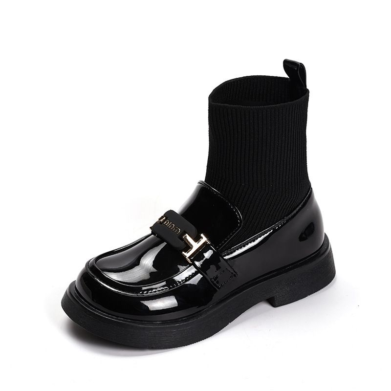 Kinderschoenen Meisjesschoenen kinderschoenen korte laarzen 2024 lente en herfst nieuwe stijl felle leren enkellaarsjes kinderen baby prinsessensokken laarzen_voghion.com